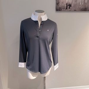 Dark Grey Stud Collar horse show shirt.